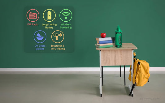 Crayola Kids Crayon Speakers Bluetooth, Portable Bluetooth Speakers | 20W Peak Power HD Sound, Mini Bluetooth Speaker Wireless with TWS Pairing BT 5.3, FM Radio Home/Party/Outdoor/Travel