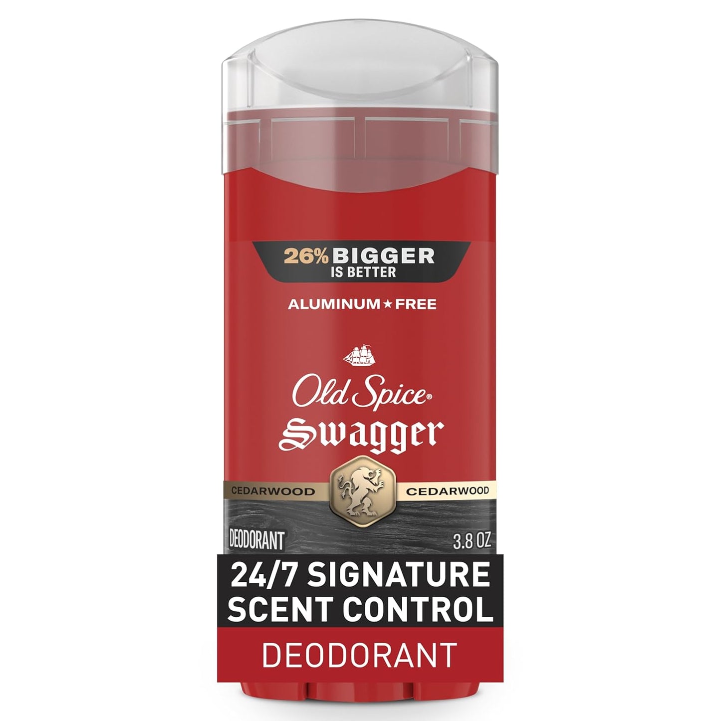 Old Spice Aluminum Free Deodorant for Men, 24/7 Protection to Eliminate Odors, 24/7 Freshness & Lasting Scent, Swagger with Lime & Cedarwood Scent, 3.8 oz