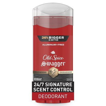 Old Spice Aluminum Free Deodorant for Men, 24/7 Protection to Eliminate Odors, 24/7 Freshness & Lasting Scent, Swagger with Lime & Cedarwood Scent, 3.8 oz