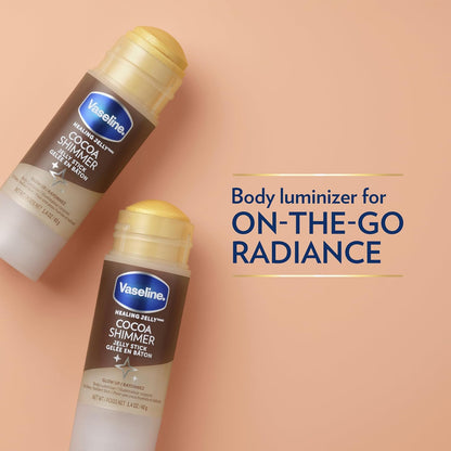 Vaseline Cocoa Shimmer Jelly Stick – Non-Greasy Moisturizer for Glowing Skin, Face & Body Lotion, Travel-Size, 1.4 Oz Ea, Pack of 3. | Non-Greasy Face & Body Moisturizer for Radiant Skin | Smooth Chafing, Rough Elbows & Heels | Mess-Free Application