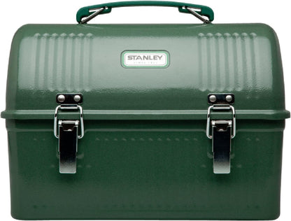STANLEY Classic Lunch Box 10 qt | Vintage Metal Lunchbox | Durable Meal Container with Handle and Latch | Stores Food, Drinks, Thermos, Water Bottle | Hammertone Green