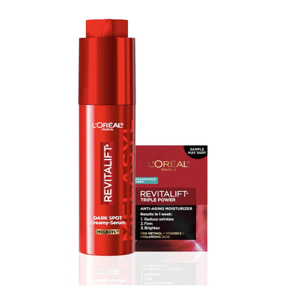 L'Oreal Paris Revitalift Triple Power Dark Spot Corrector Creamy-Serum, Hyperpigmentation Treatment With Melasyl, Vitamin C & Niacinamide, Treats Sun Spots, Dark Spots, Aging & Uneven Tone, 1.7 fl oz