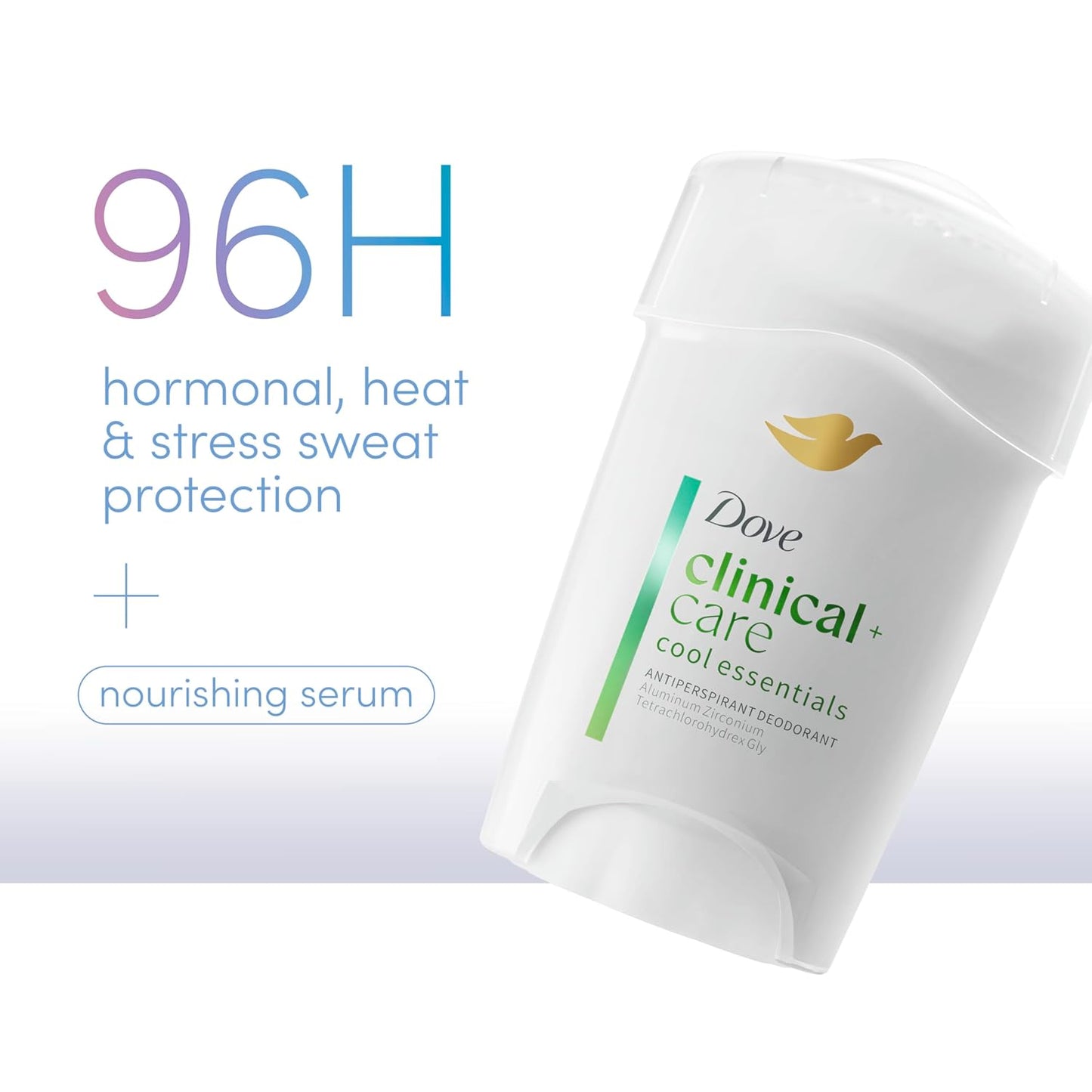 Dove Clinical + Care Clinical Protection Antiperspirant Cool Essentials with Nourishing Serum 96 Hour Odor Protection 1.7 oz