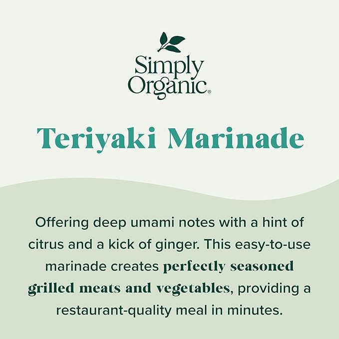 Simply Organic Teriyaki Marinade Mix - Certified Organic, Gluten Free, Kosher | 0.99 Ounce (Pack of 1)