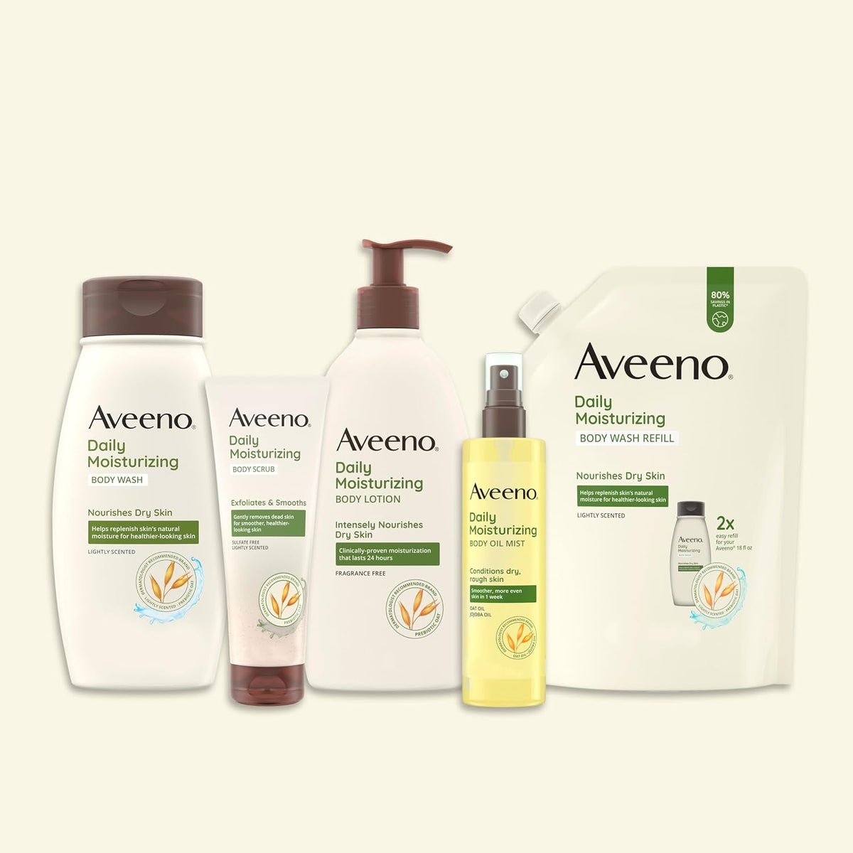 Aveeno Daily Moisturizing Body Oil Mist with Oat & Jojoba Oil for Dry Sensitive Skin,Nourishing Body Spray for Smoother Skin,Paraben-,Silicone- & Alcohol-Free,6.7 fl. oz,(Pack of 4)