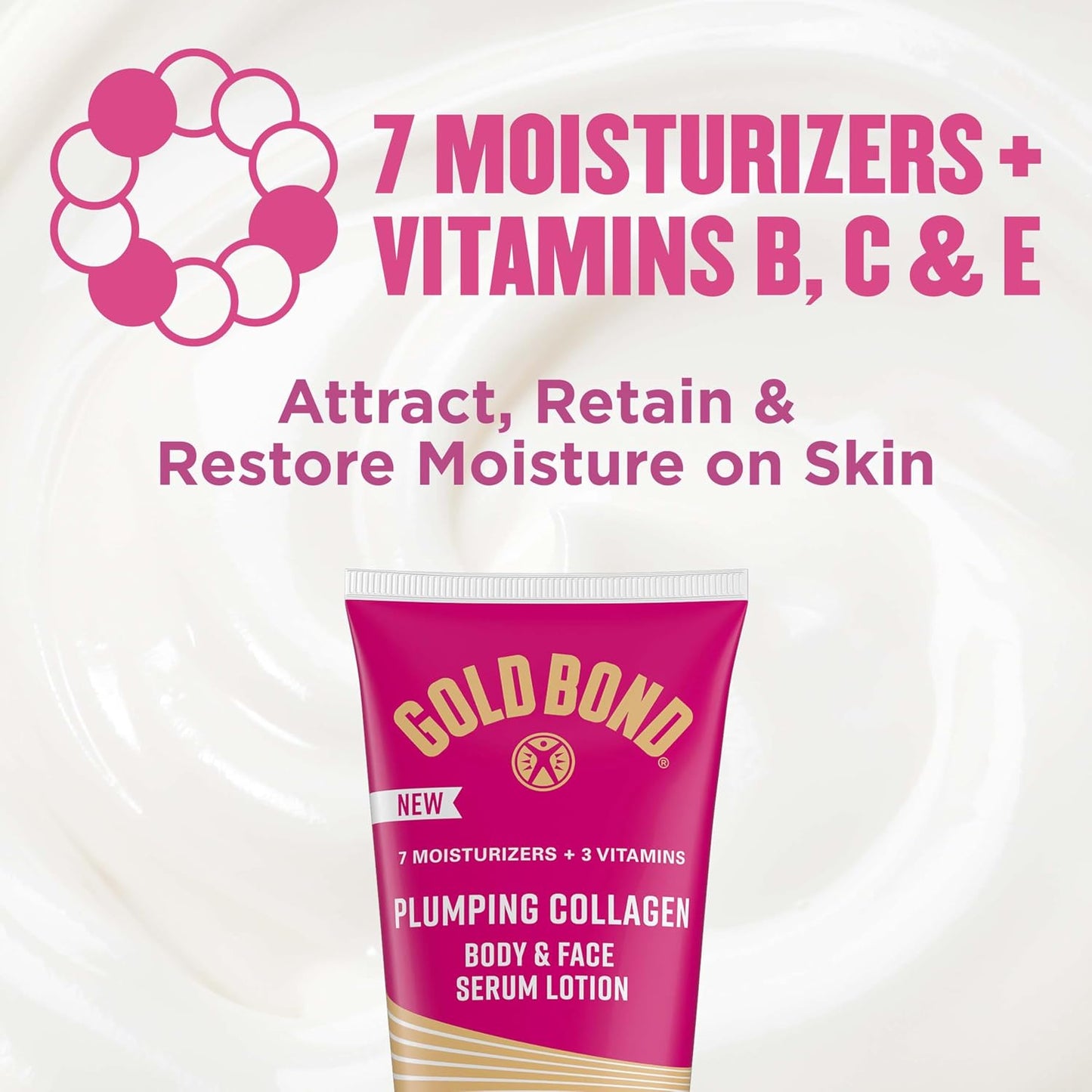 Gold Bond Plumping Collagen Body and Face Serum Lotion, Lightweight Hydrating Moisturizer with Collagen Peptide Complex, Jojoba and Grapeseed Oils to Visibly Plump Skin, Cherry Blossom Scent, 4.3 oz