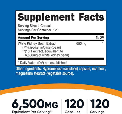 Nutricost White Kidney Bean Extract 120 Capsules for 120 Serv Per Bottle (Pack of 2)
