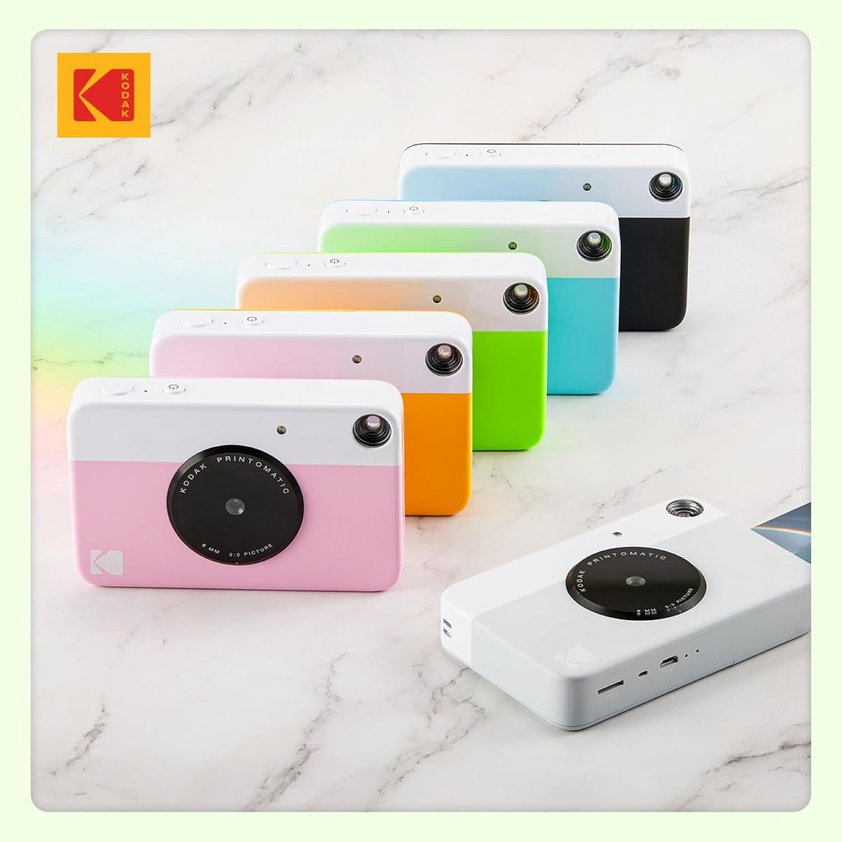 Kodak Printomatic Full-Color Instant Print Digital Camera - 75 Sheets Bundle - Prints On Zink 2x3 Sticky-Back Photo Paper - 5MP, Portable, Creative Fun Gift for Birthday, Christmas, Holiday - Green