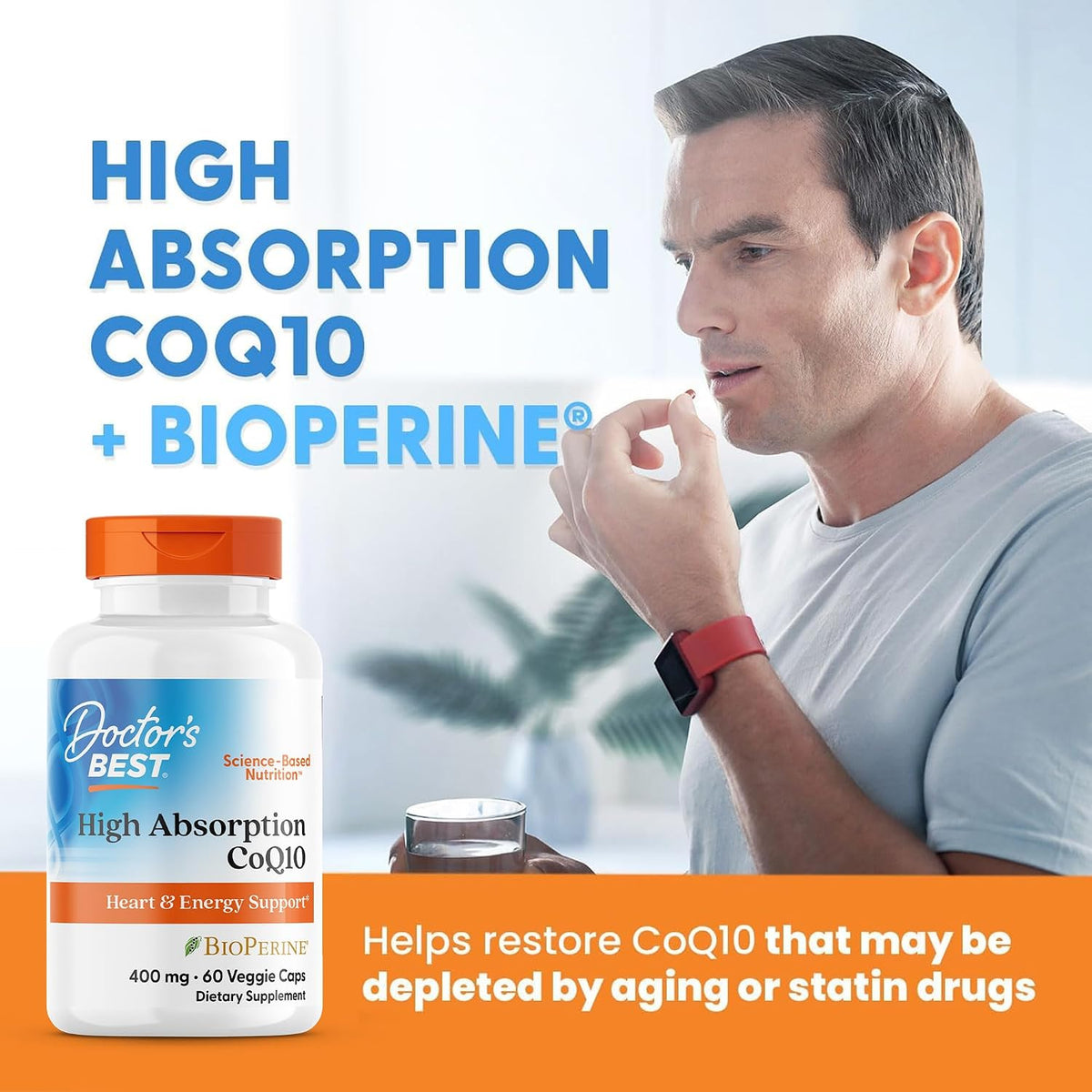 Doctor's BEST High Absorption CoQ10 400mg with BioPerine, 60 Veg Capsules