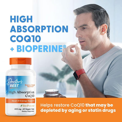 Doctor's BEST High Absorption CoQ10 400mg with BioPerine, 60 Veg Capsules