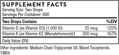 THORNE - Super EPA (90 Gelcaps) & Vitamin D + K2 (1 Oz) Bundle - Supports Bone Health, Muscle Structure & Joint Health - Gluten, Dairy & Soy-Free