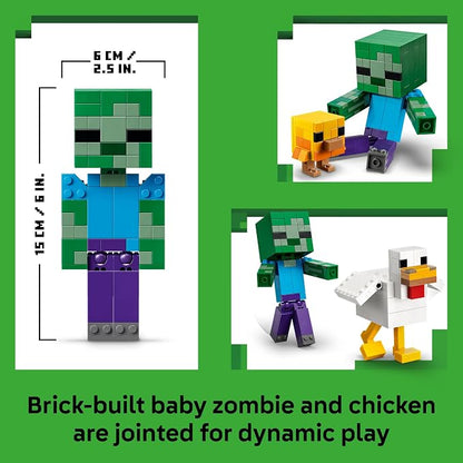 LEGO Minecraft Chicken Jockey 21582 | Building Toys for Boys & Girls, Ages, 9+, Display for Bedroom, 344 pieces, Gift for Birthdays