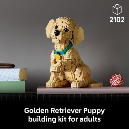 LEGO Icons Golden Retriever Puppy Building Set for Adults, Ages 18+ - Gift for Birthdays - Decor for Home, Bedroom, or Book Shelf - Posable Dog Figure - 11384