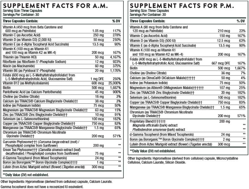 THORNE - Day & Night Wellness Bundle - Multi-Vitamin Elite + Advanced DHA - 30 Servings