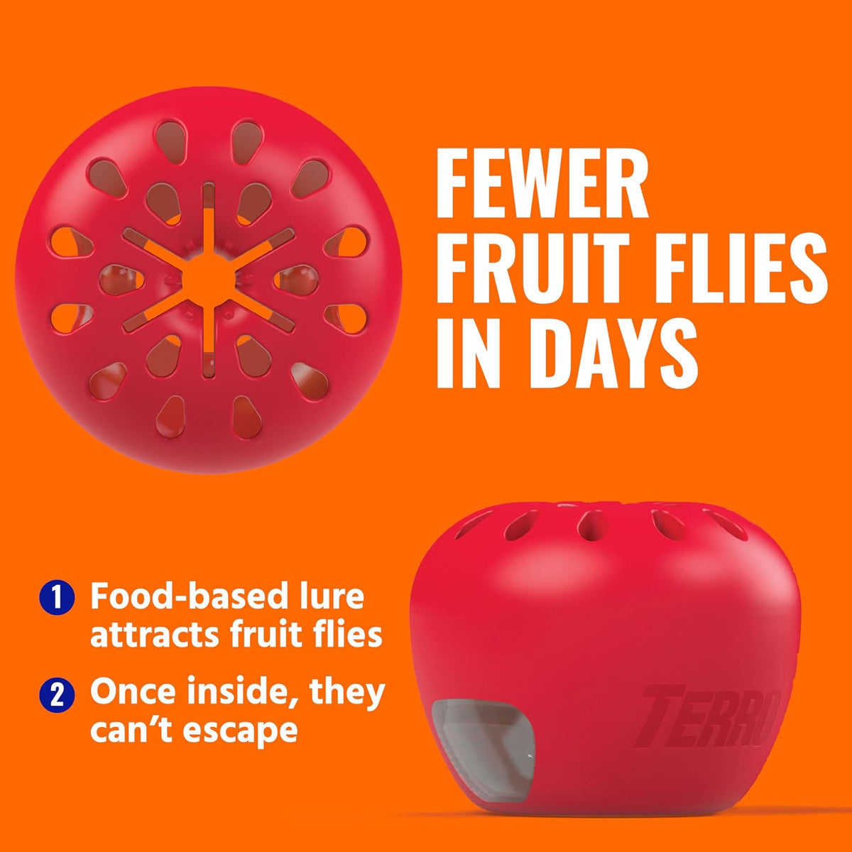 TERRO Fruit Fly Trap Refills, 4 Pack Liquid Bait Replacement for Home