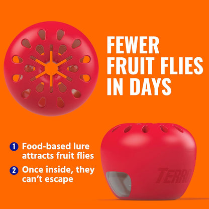 TERRO Fruit Fly Trap Refills, 4 Pack Liquid Bait Replacement for Home