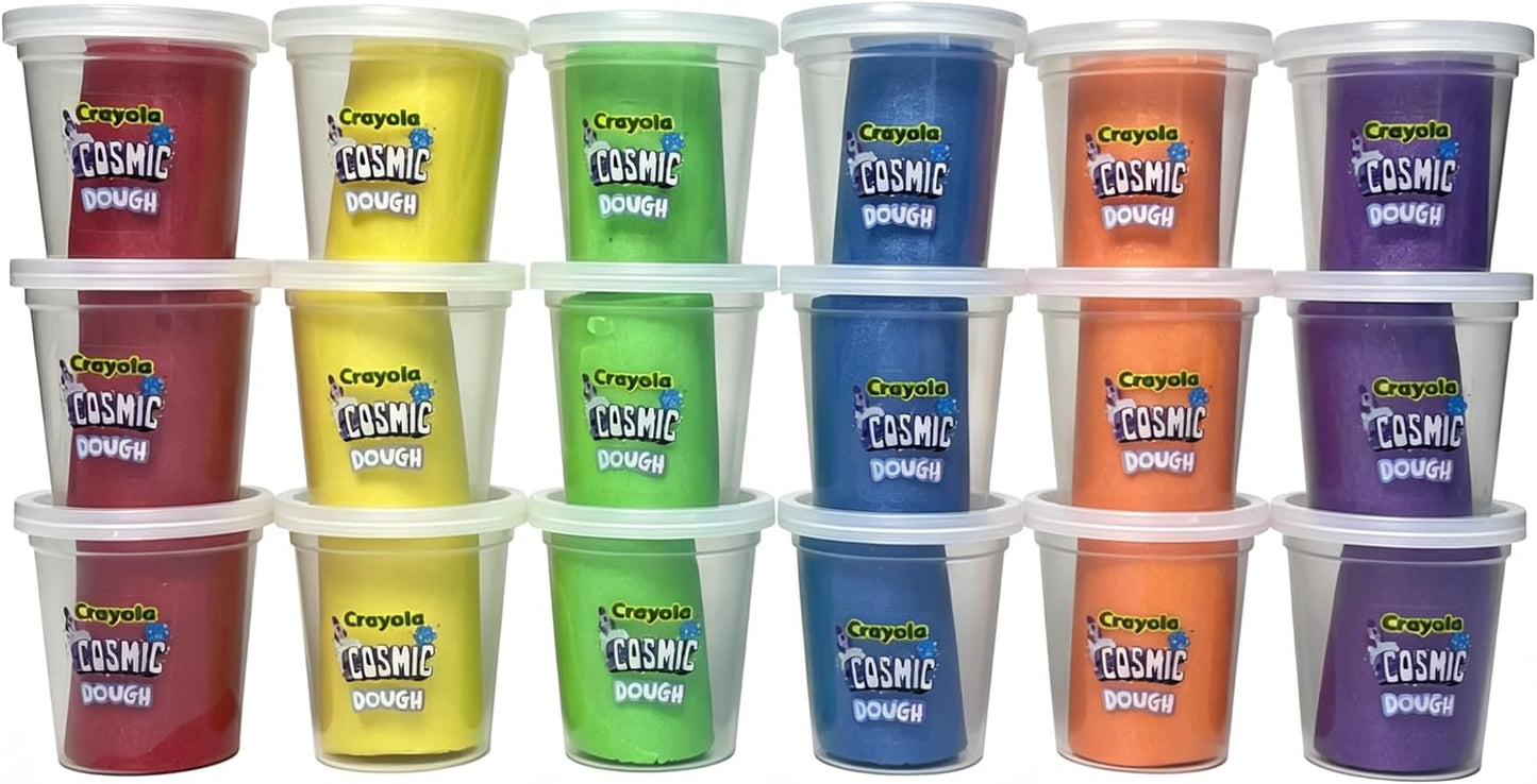 Crayola Special Effects Dough in 3oz Tubs in Pearl, Cosmic & Neon – Party Favors, Fidget Toys, Sparkling Colors, Creative Play, Safe Non-Toxic, Classroom Fun or Non-Candy Alternative (Cosmic, 18 Pack)