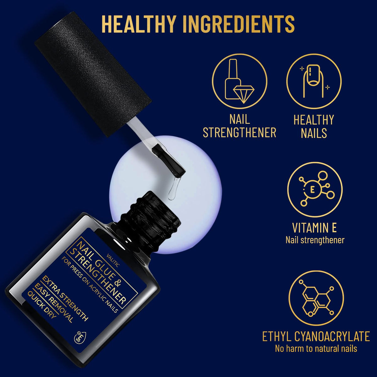 VALITIC Strong Nail Glue and Strengthener for Press Ons, 1 Pack