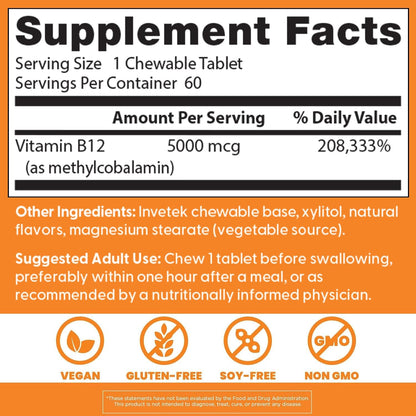 Doctor's Best Vitamin B12 Methylcobalamin, Mixed Berries Flavor, 60 Tablets