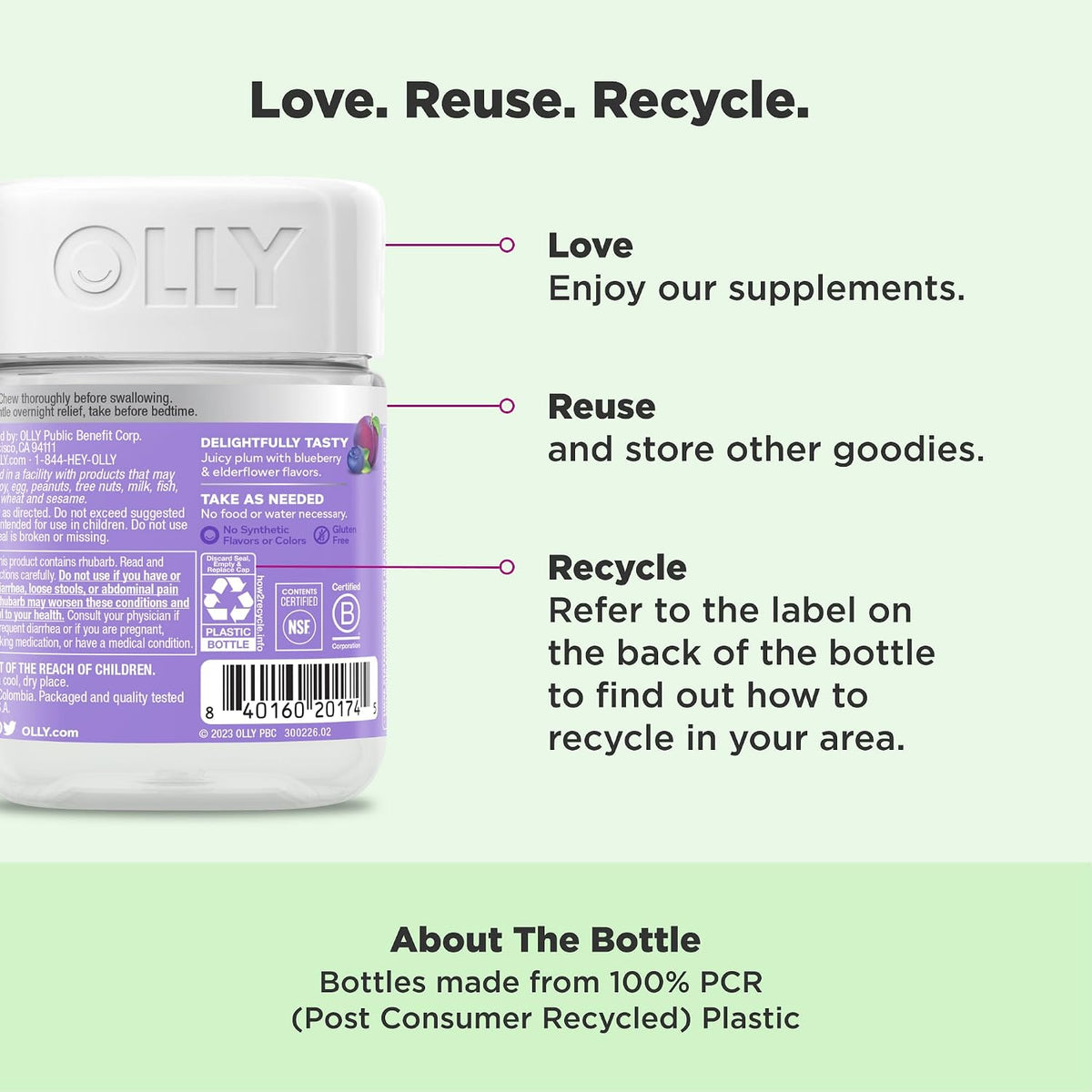 OLLY Keep it Movin, Occasional Constipation Support,* Plum Berry - 30 Count