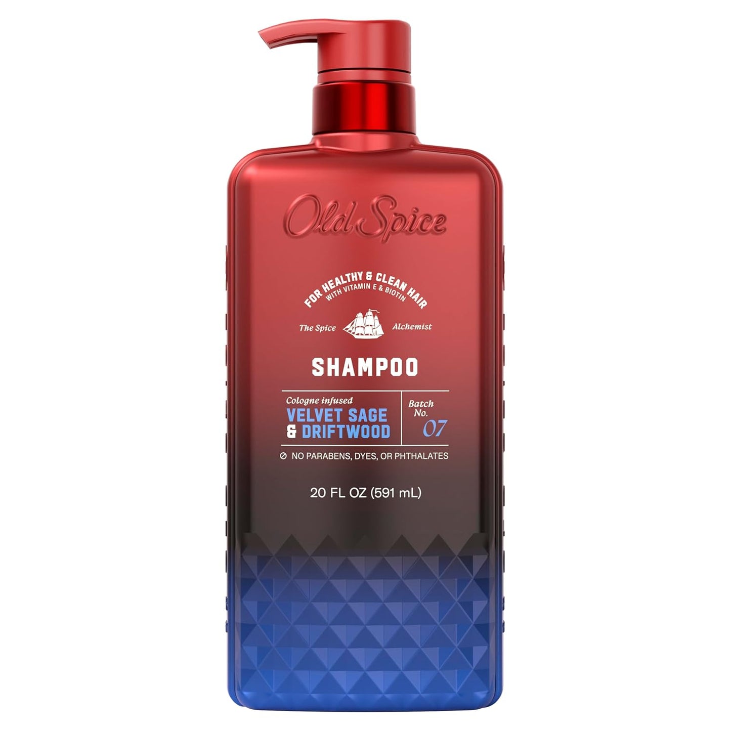 Old Spice Mens Shampoo, The Spice Alchemist Collection, 24/7 Cologne-Infused Velvet Sage & Driftwood Scent, Free of Parabens & Phthalates, 20 fl oz