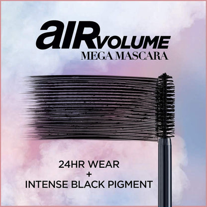 L’Oréal Paris Makeup Air Volume Mega Mascara, Lightweight & Long-lasting Volumizing Mascara for Voluminous Eyelashes, Washable Black Brown, 0.3 Fl Oz
