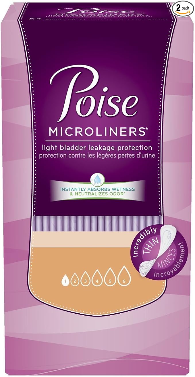Poise Microliners, Long Length - Lightest Absorbency, 50 Count (Pack of 2)
