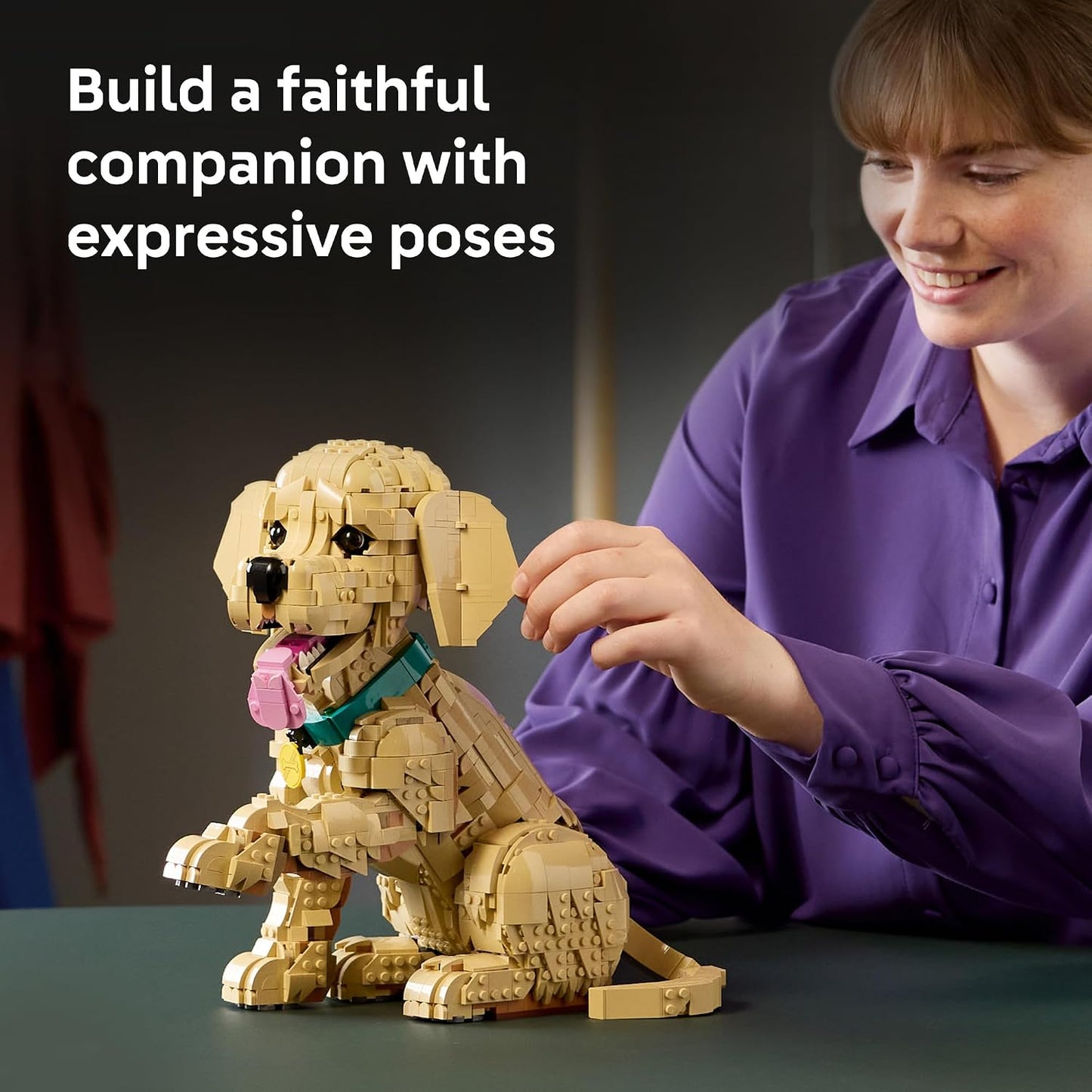 LEGO Icons Golden Retriever Puppy Building Set for Adults, Ages 18+ - Gift for Birthdays - Decor for Home, Bedroom, or Book Shelf - Posable Dog Figure - 11384