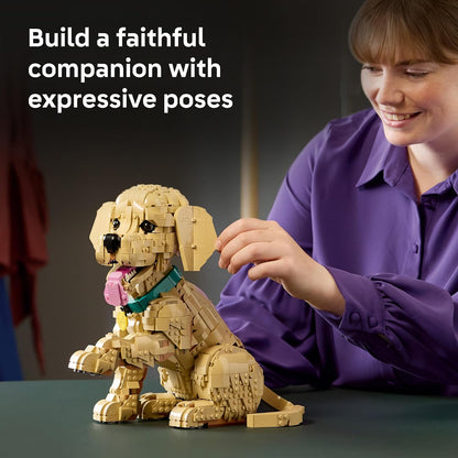 LEGO Icons Golden Retriever Puppy Building Set for Adults, Ages 18+ - Gift for Birthdays - Decor for Home, Bedroom, or Book Shelf - Posable Dog Figure - 11384