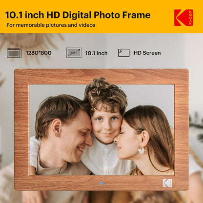 KODAK 10.1 Inch Digital Picture Frame with Remote Control, 1280x800 HD Display Digital Photo Frame, USB or SD Card Required, Auto-Rotate, Supports Photo/Video/Music/Calendar/Slideshow