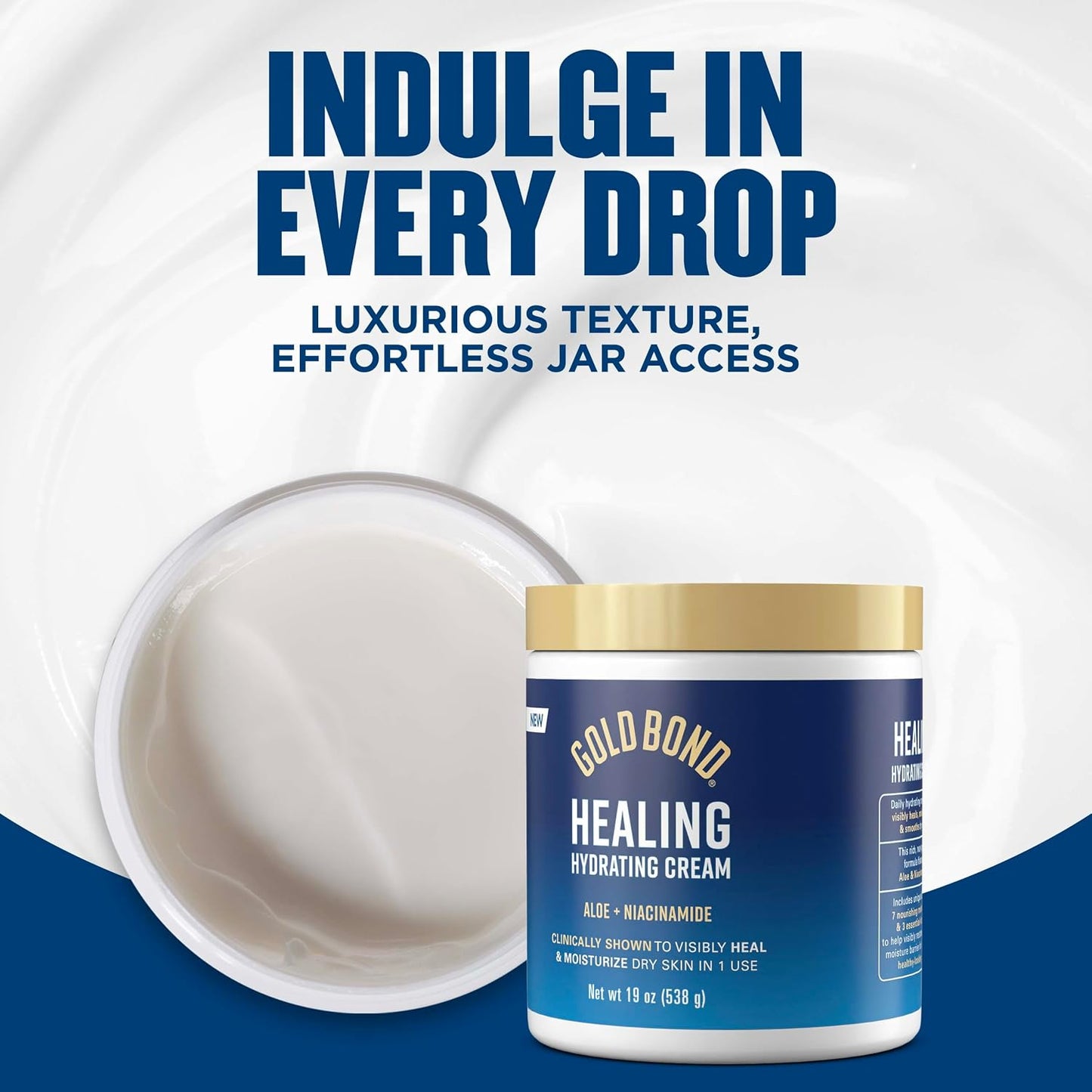 Gold Bond Healing Hydrating Face and Body Cream for Men and Women, Each Jar Delivers 72 Hour Hydration, Formulated with Aloe to Soothe Skin and Niacinamide to Restore Skin's Moisture Barrier, 19 oz.