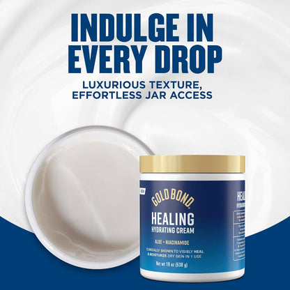 Gold Bond Healing Hydrating Face and Body Cream for Men and Women, Each Jar Delivers 72 Hour Hydration, Formulated with Aloe to Soothe Skin and Niacinamide to Restore Skin's Moisture Barrier, 19 oz.