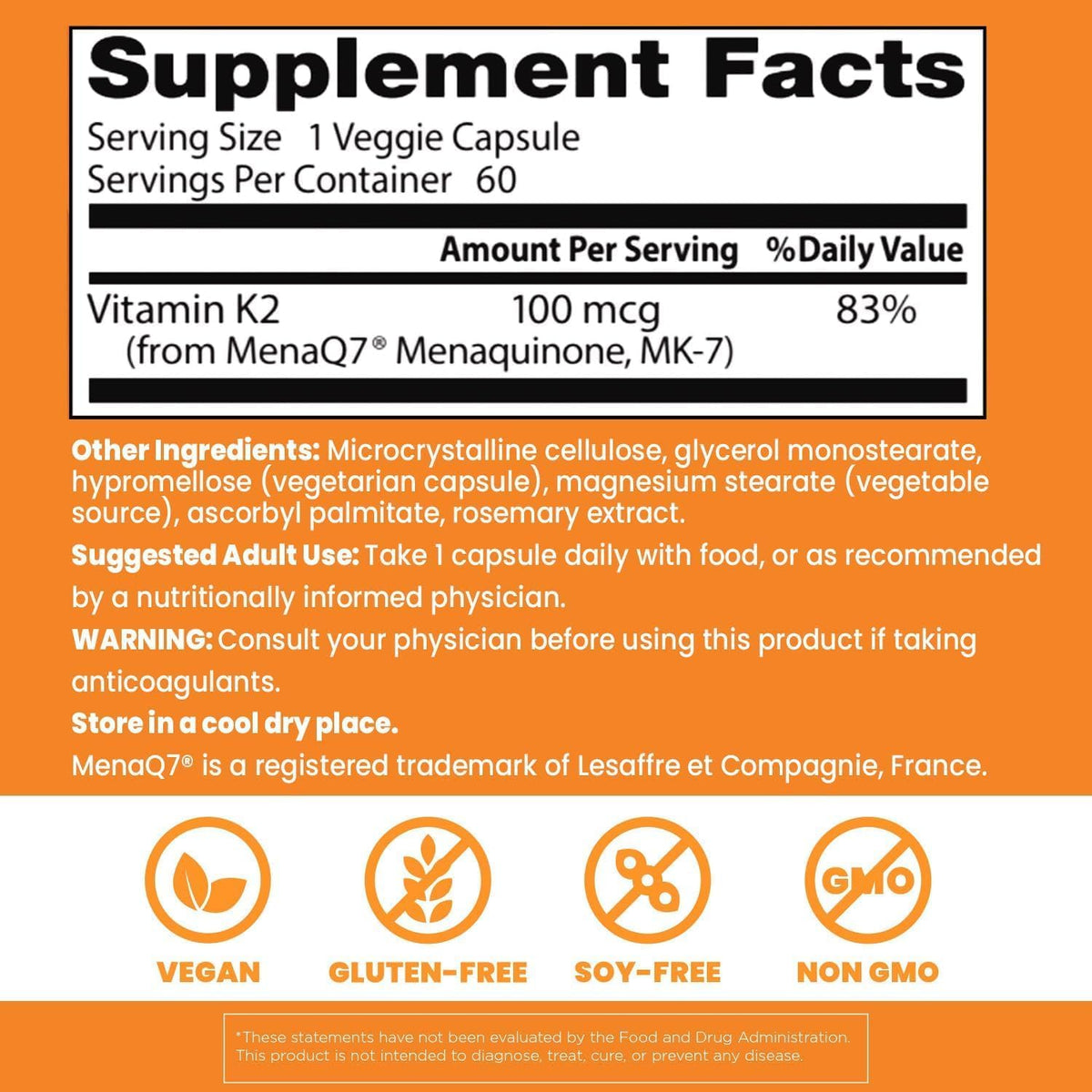Doctor's BEST Natural Vitamin K2 MK7 Supplement, Non GMO, 60 Veg Caps