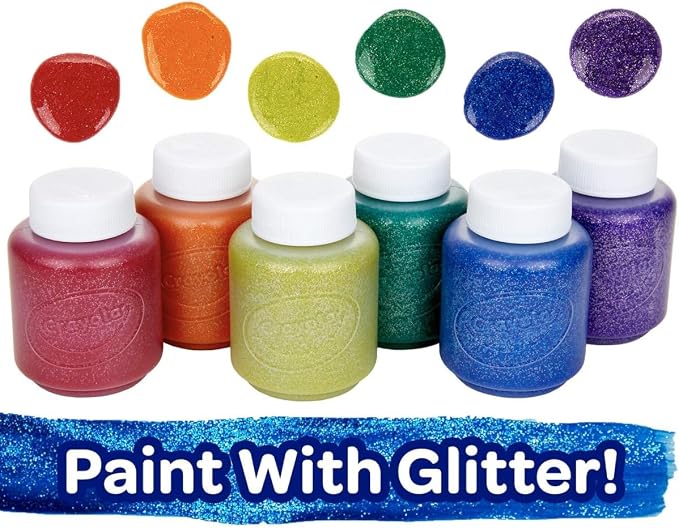 Crayola Washable Kids Paint Set (12ct), School Supplies for Kids, Classic and Glitter Paint, Classroom Essentials, Toddler Painting Kit, Ages 3+