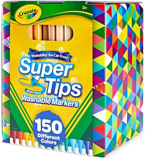 Crayola Super Tips Marker Set (150ct), Teacher Classroom Must Haves, Homeschool Supplies, 2-in-1 Fine Point & Broad Line Markers for Kids, 3+ | Teacher Classroom Must Haves, Homeschool Supplies, 2-in-1 Fine Point & Broad Line Markers for Kids, 3+