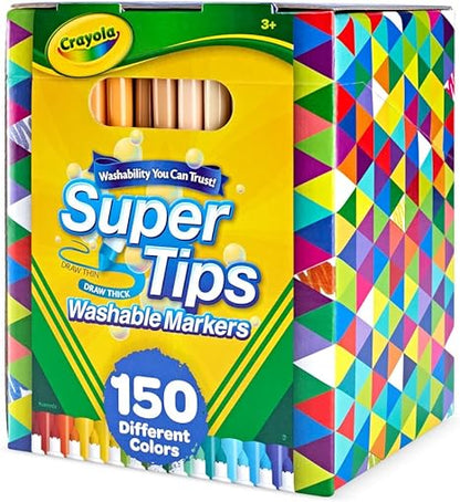Crayola Super Tips Marker Set (150ct), Teacher Classroom Must Haves, Homeschool Supplies, 2-in-1 Fine Point & Broad Line Markers for Kids, 3+ | Teacher Classroom Must Haves, Homeschool Supplies, 2-in-1 Fine Point & Broad Line Markers for Kids, 3+