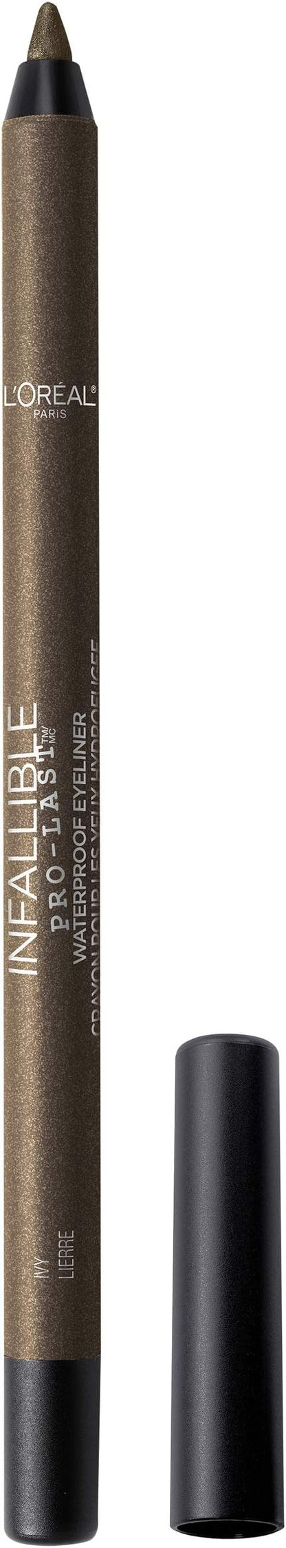 L'Oreal Paris Makeup Infallible Pro-Last Pencil Eyeliner, Waterproof and Smudge-Resistant, Glides on Easily to Create any Look, Ivy, 0.042 oz.