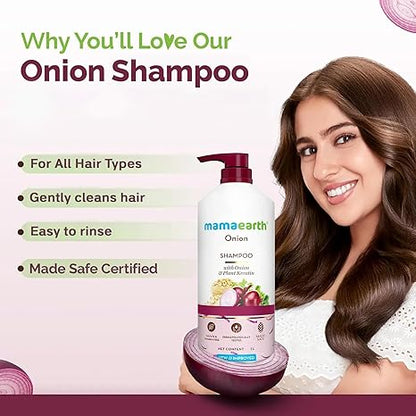 MAMAEARTH Onion Shampoo with Onion & Plant Keratin 33.81 Fl Oz (1L)