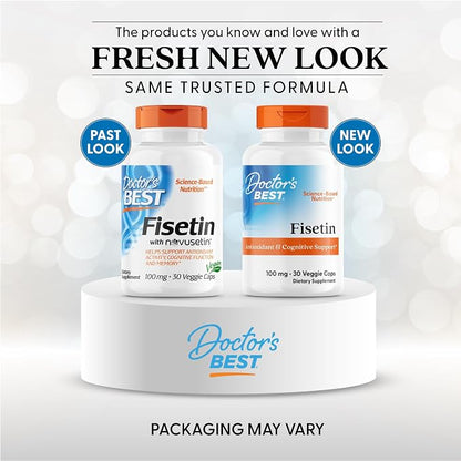 Doctor's Best Fisetin Supplement 100 mg, for Men & Women, 30 Veg Caps