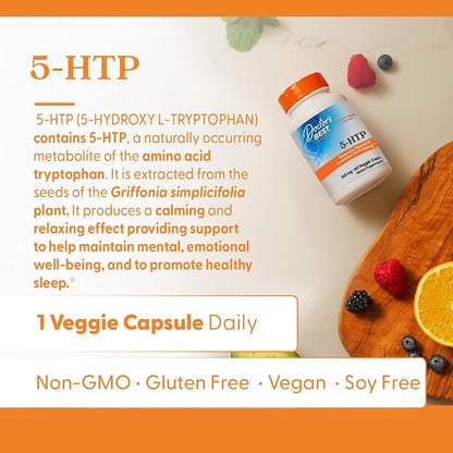 Doctors Best 5-HTP 100mg Capsules, Non-GMO, Gluten Free, 60 Veg Caps