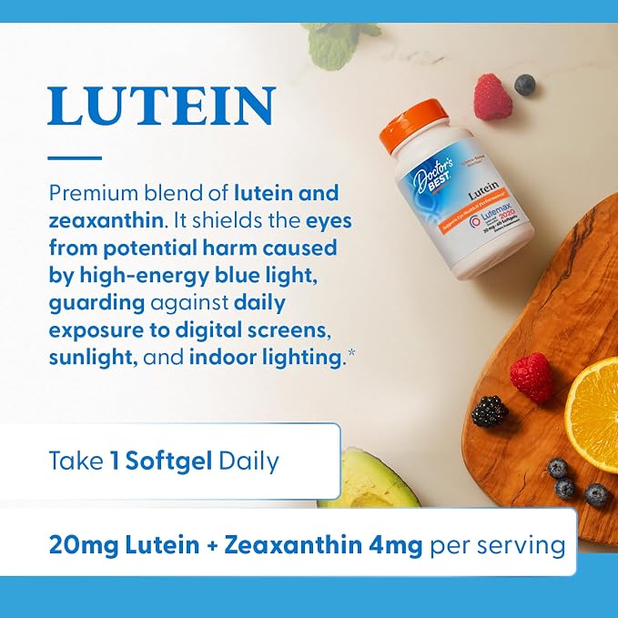 Doctor's BEST Lutein Supplement 20mg with Zeaxanthin, 60 Softgels