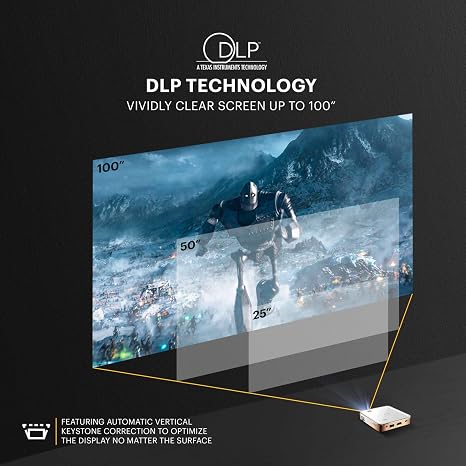 Kodak Ultra Mini Portable Projector - HD 1080p Support LED DLP Rechargeable Pico - 100 Display Built-in Speaker - HDMI USB and Micro SD - Compatible with iPhone iPad Android Phones"