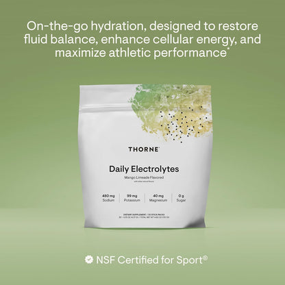 THORNE Daily Electrolytes, Electrolyte Powder Drink Mix, 30 Stick Packs
