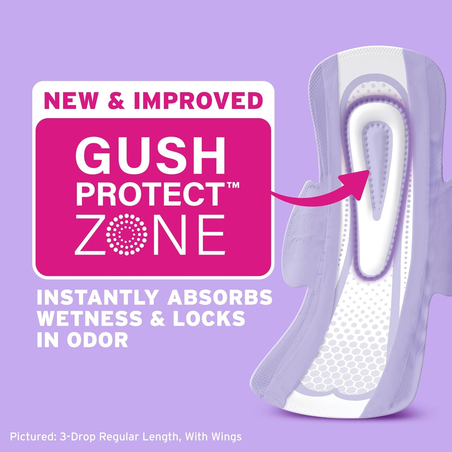 Poise Ultra Thin Incontinence & Postpartum Pads with Wings for Bladder Leaks, 3 Drop Light Absorbency, Regular Length, 132 Count (Packaging May Vary)