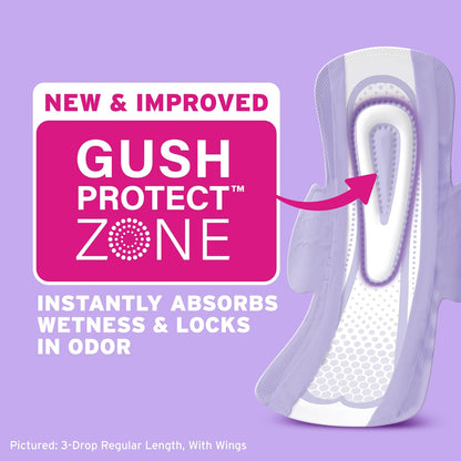 Poise Ultra Thin Incontinence & Postpartum Pads with Wings for Bladder Leaks, 3 Drop Light Absorbency, Regular Length, 132 Count (Packaging May Vary)