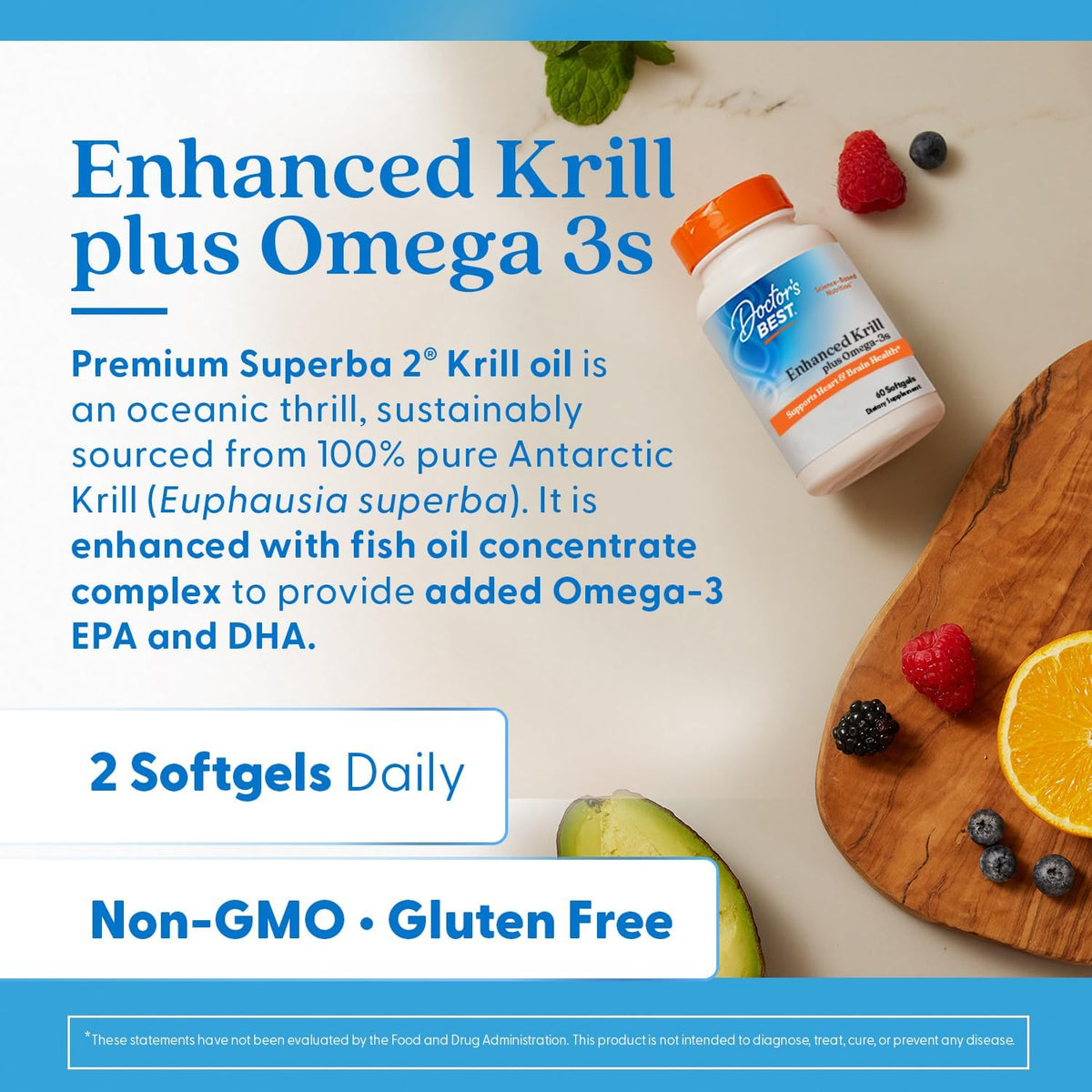 Doctor's BEST Antarctic Krill Oil Plus Omega 3s, DHA & EPA, 60 Ct Softgels