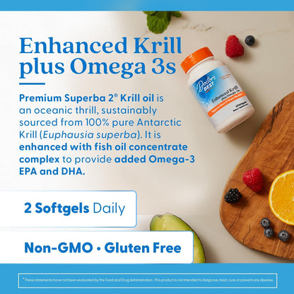 Doctor's BEST Antarctic Krill Oil Plus Omega 3s, DHA & EPA, 60 Ct Softgels