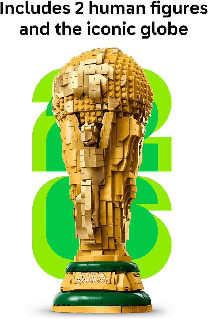 LEGO Editions FIFA World Cup Official Trophy Building Set - Kit for Display in Bedroom, Home Office, Book Shelf - Soccer Fans Collectible - W/World Cup 2026 Minifigure - Gift for Birthdays - 43020
