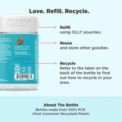 OLLY Goodbye Stress Gummy,GABA,L-Theanine,Lemon Balm,Stress Relief Supplement,Berry -,74 Count (Pack of 2)