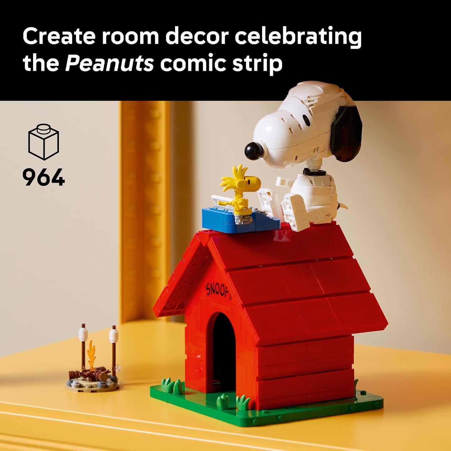 LEGO Ideas Peanuts: Snoopy's Doghouse 21368 | Collectible Building Set for Adults, Ages 18+, Relaxation Activity, Display for Home Office & Bedroom, 964 pieces
